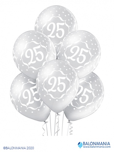 Baloni za 25 godišnjicu 30cm (6 kom)