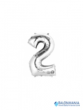 Mini balon broj 2 srebrni folijski 20cm x 33cm