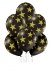 Balon zlate zvezde črn, lateks (6 kom)