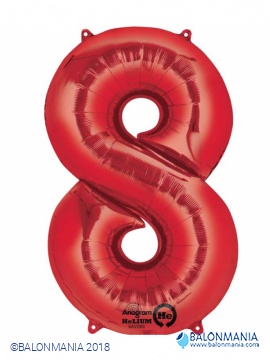 Balon 8 rdeč številka