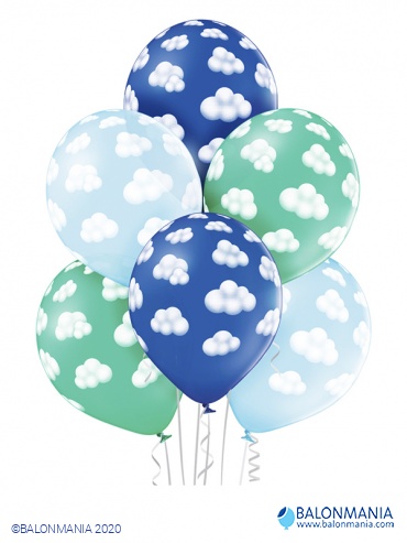 Balon Oblački modri, lateks (6 kom)