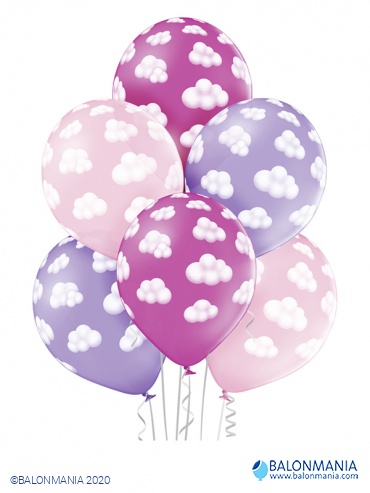 Balon Oblački roza, lateks (6 kom)