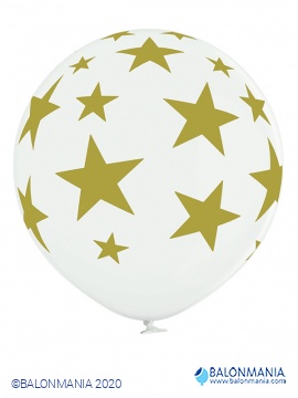 Zlate zvezde beli balon 1 kom