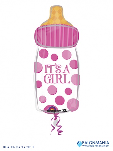 Balon ob rojstvu ROZA Baby Bottle - Its a Girl