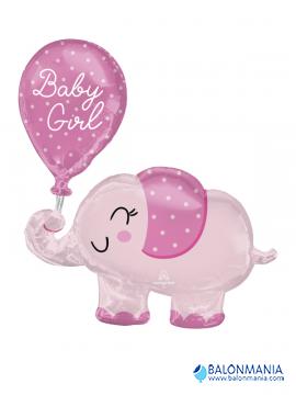 Balon rojstvo deklica, roza slonček