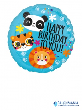 Lev. Panda. Tiger - Happy birthday balon