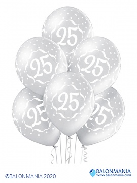 Balon 25 obletnica, lateks (6 kom)