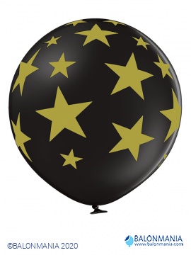 Zlate zvezde črni balon 1 kom