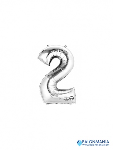 Balon 2 srebrni številka mini