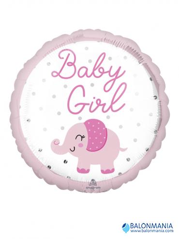 Balon rojstvo deklica, slonček krog
