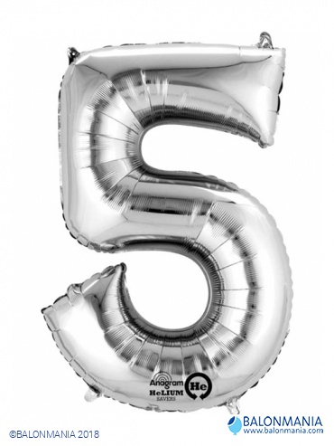 Balon 5 srebrni številka