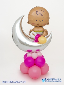 Balonska dekoracija rojstvo JUMBO "Deklica na lunici"