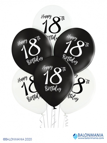 Balon 18 rojstni dan, lateks (6 kom)