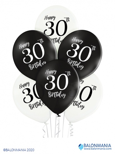 Balon 30 rojstni dan, lateks (6 kom)