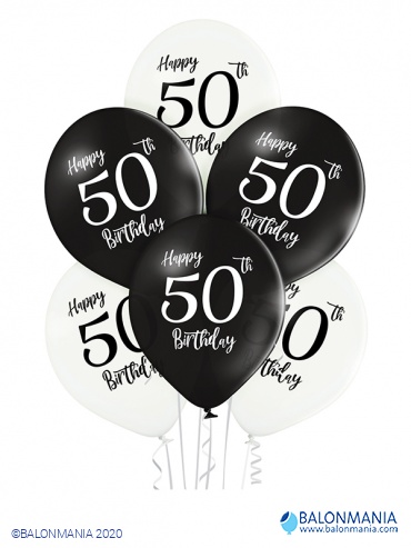 Balon 50 rojstni dan, lateks (6 kom)