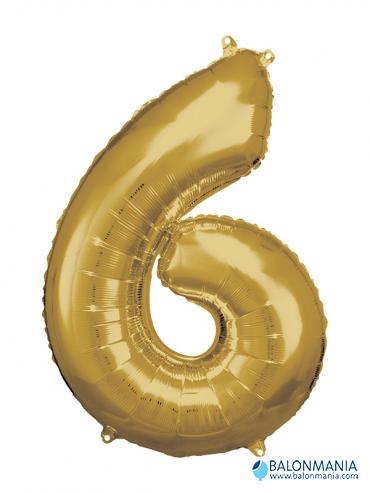 Balon 6 zlat številka