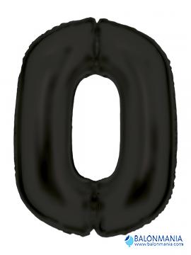 Balon 0 številka črn velik - svilen sijaj