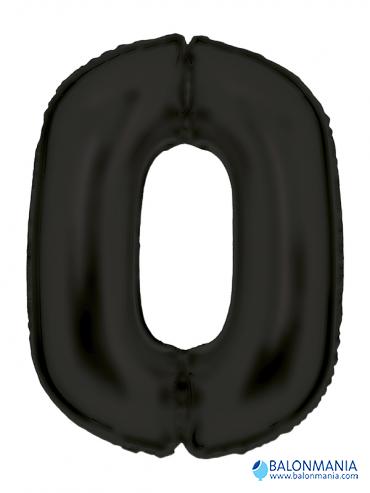 Balon 0 številka črn velik - svilen sijaj