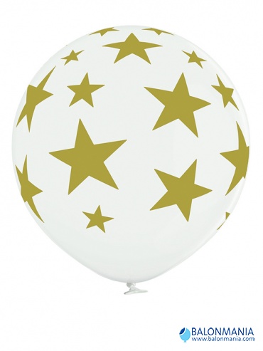 Balon Zlate zvezde bel, lateks (1 kom)