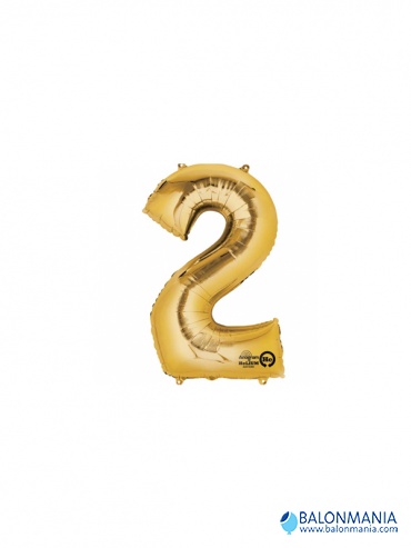 Balon 2 zlat številka mini