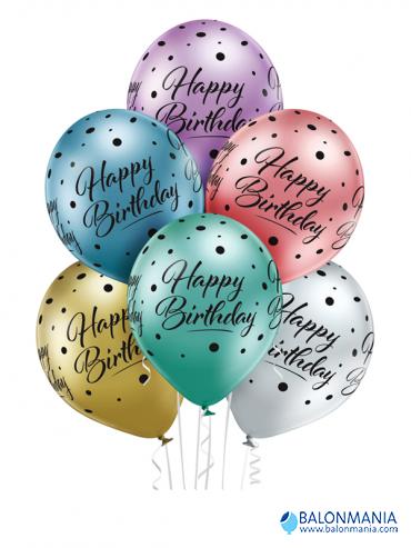 Balon Happy Birthday, lateks (6 kom)