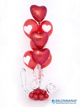 Šopek JUMBO iz balonov "Bela srca"
